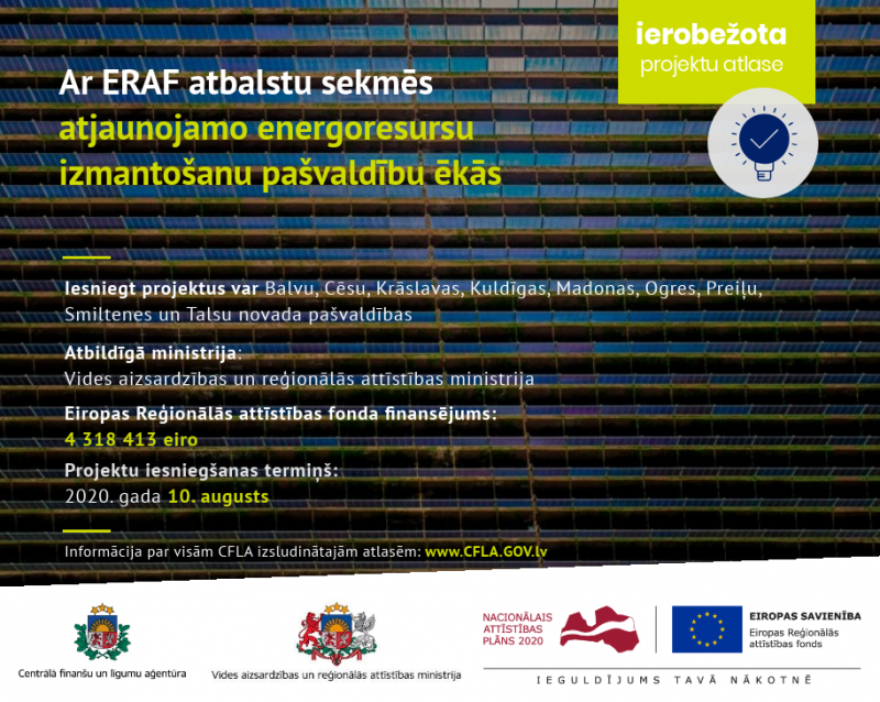 Ar ERAF atbalstu sekmēs atjaunojamo energoresursu izmantošanu pašvaldību ēkās