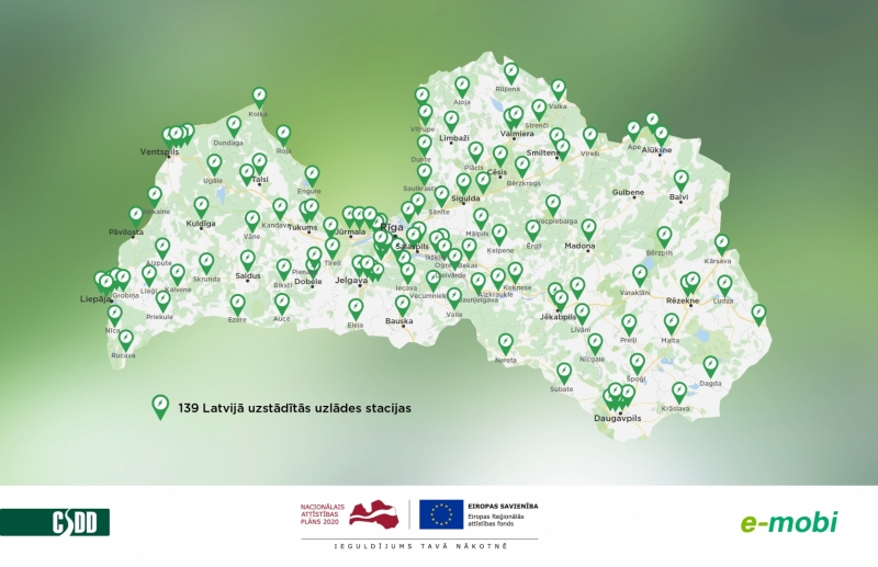 elektrouzlādes staciju karte LV
