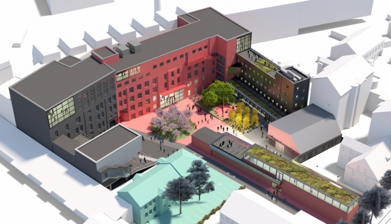 Starpdisciplinārā izglītības, kultūras un radošo industriju atbalsta centra "TabFab" (Miera ielā 58a, Rīgā) projekta vizualizācija