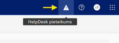 HelpDesk pieteikuma poga KPVIS sistēmā