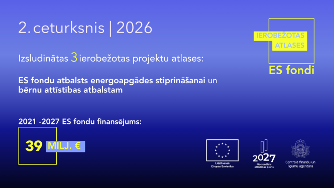 2. ceturksnī izsludinātas 3 ierobežotas projektu atlases