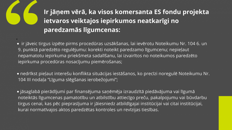 Noderīgi: Iepirkumu regulējums, kas piemērojams ES fondu projekta īstenotājam - komersantam