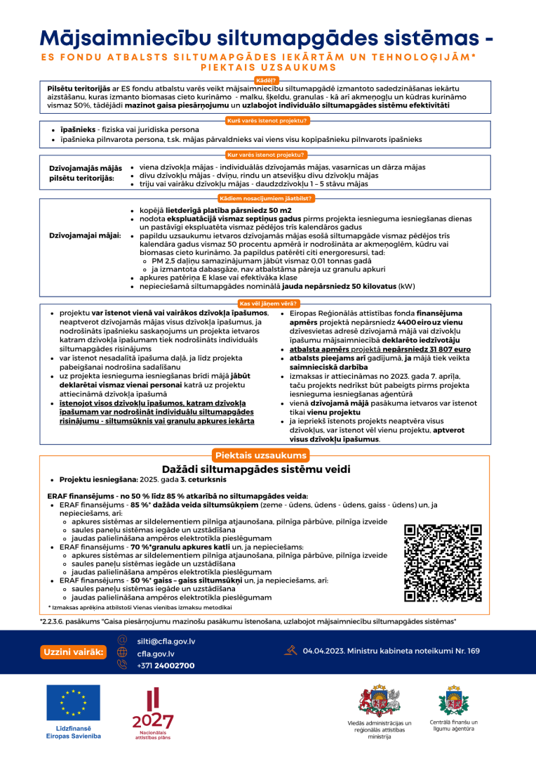 infografika par atbalstu apkures iekārtām