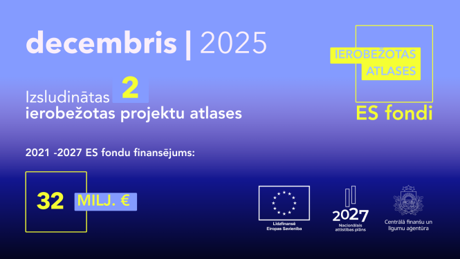 Decembrī izsludinātas divas ierobežotas projektu atlases  par 32 miljoniem eiro