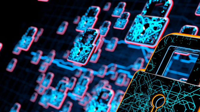 Grafisks attēls ar cilvēka galvas siluetu, kurā redzama neironu tīkla shēma, simbolizējot mākslīgo intelektu. Fonā binārais kods un digitālās līnijas, kas norāda uz tehnoloģijām. Kreisajā pusē vairoga ikona ar atzīmi, kas simbolizē kiberdrošību. Apakšā teksts: Kapacitātes stiprināšana kiberdrošības un mākslīgā intelekta jomā.