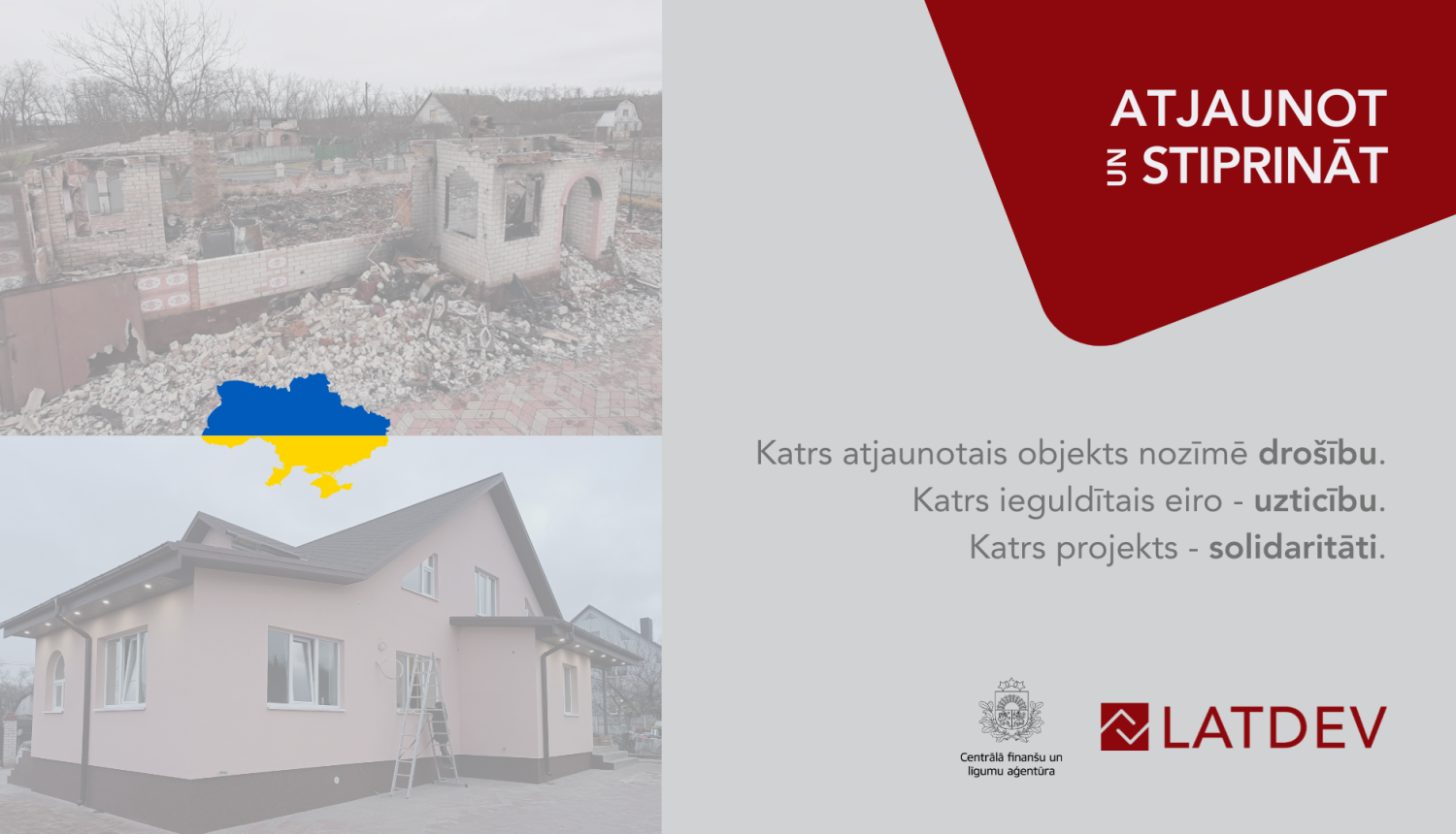 ziņas vizuālis, ar paveikto darbu ēkas atjaunošanā