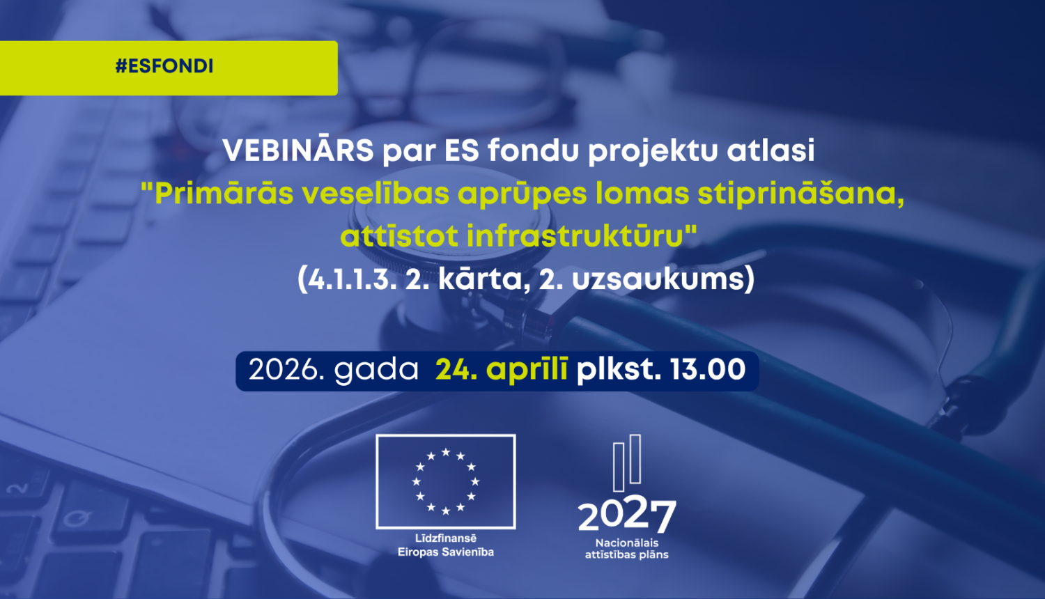 Vebināra plakāts, ārsti, ES fondi