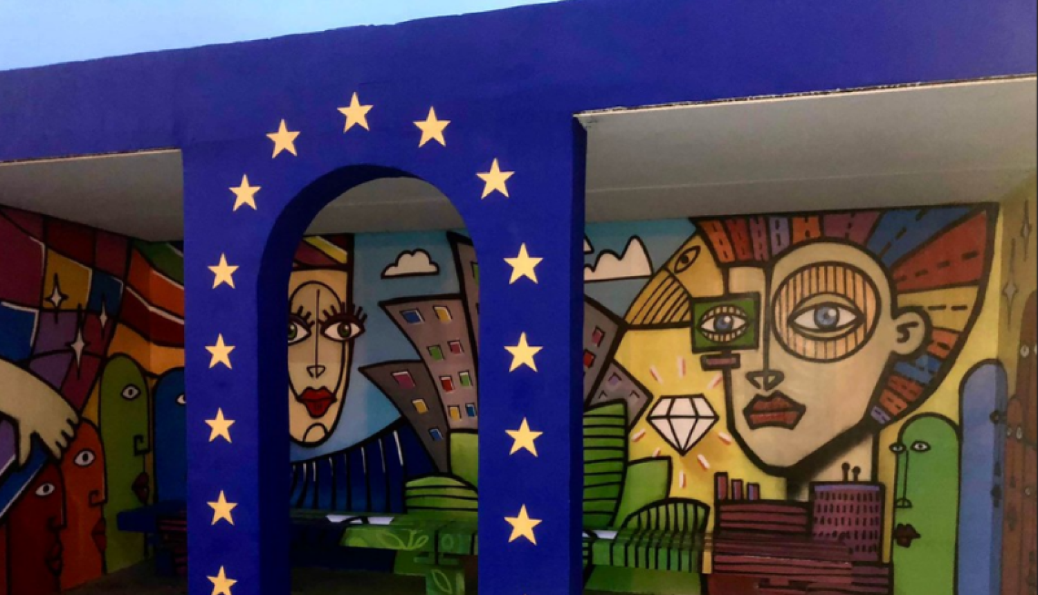 grafiti gleznojums Daugavpilī par ES fondu ieguldījumiem Latvijā