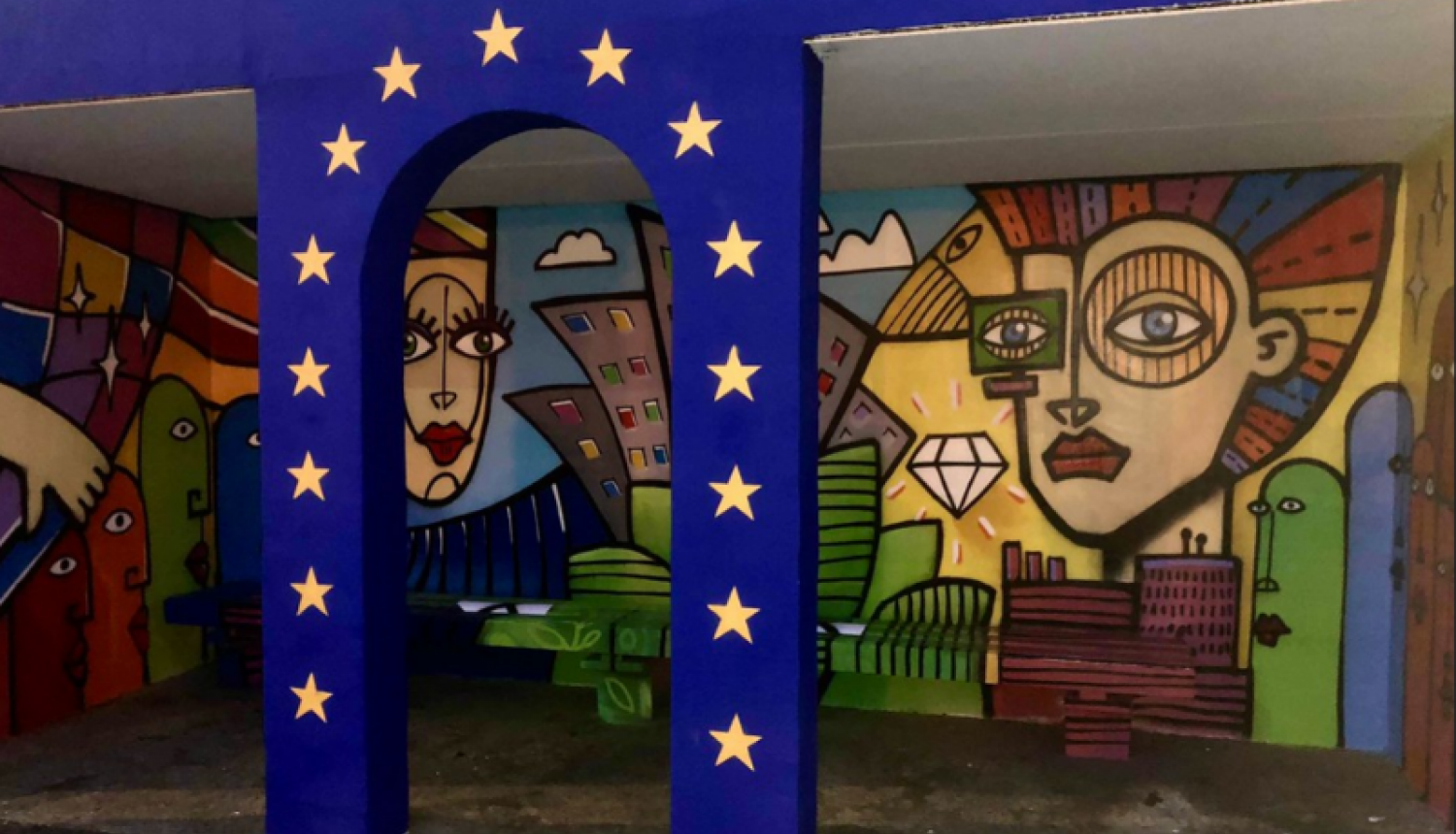 grafiti gleznojums Daugavpilī par ES fondu ieguldījumiem Latvijā