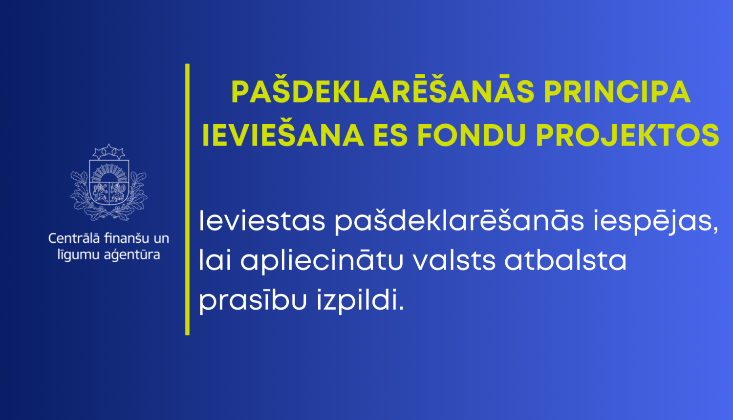 Vizuālis ar publikācijas nosaukumu, CFLA logo un zila fona
